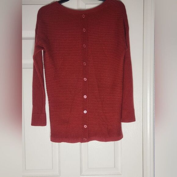 Tahari M Ginger MERINO WOOL Blend Knit Buttons Up Back Lngslvs Women's Sweater - Picture 9 of 10